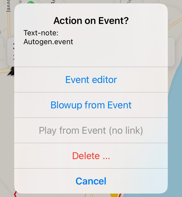 Example, tapping a yellow eventpin