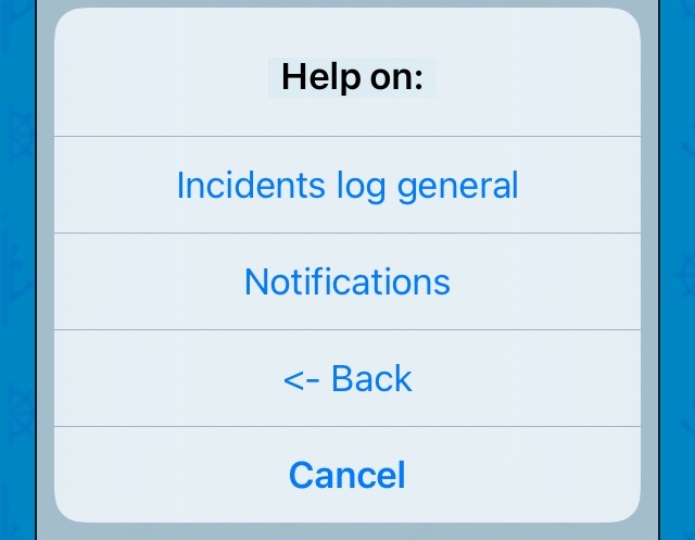 Incidents log Help pages