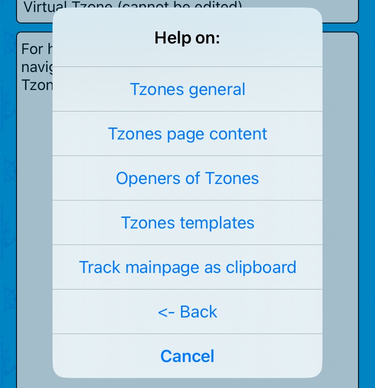 Tzones Help pages