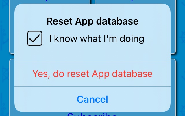 The Reset App database action