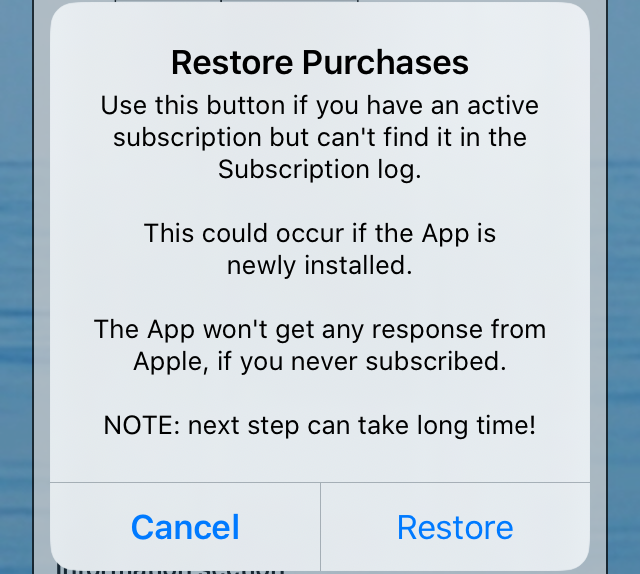 Purchase restore sequence
