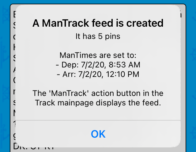 Edit track Options Menu action: Feed ManTrack