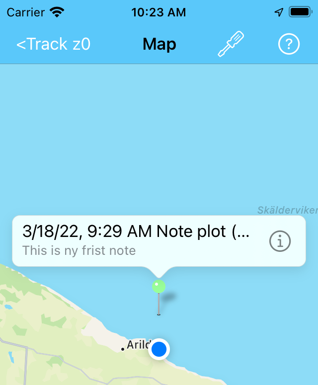 Note in map