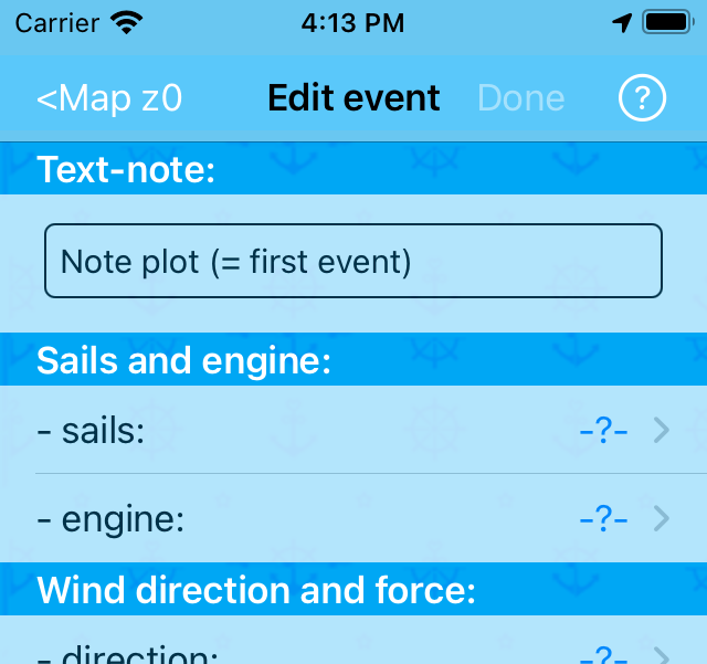 Note, Event editor