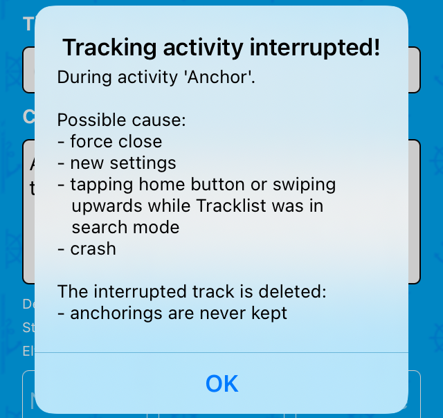 Interruption of activity Anchor