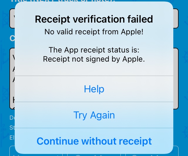 Receipt verification failed