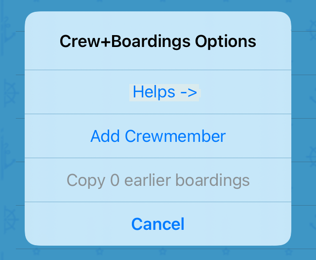 Crew+Boardings Options Menu
