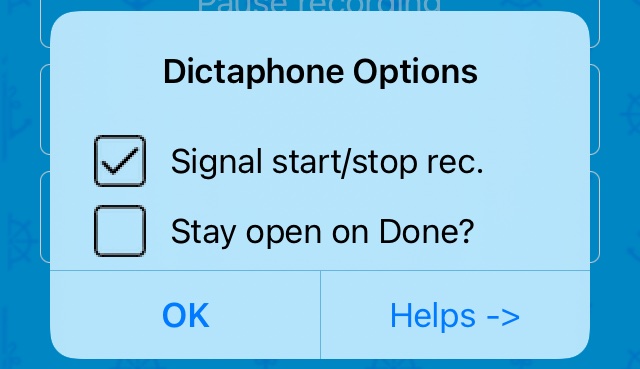 Dictaphone Options Menu title=