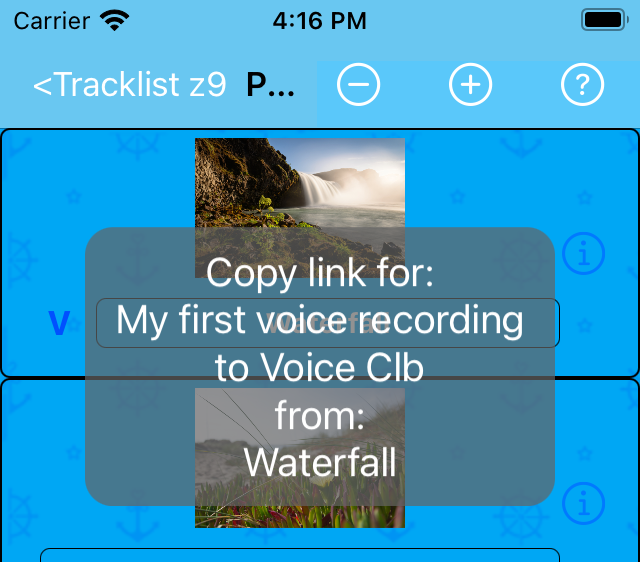Voice actions Submenu action: Copy to Voice Clb
