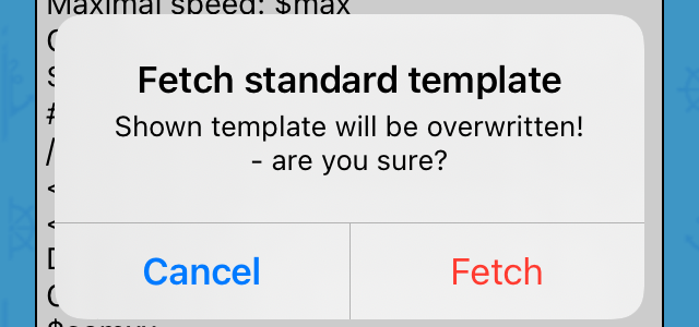 Template Options Menu action: Fetch standard template