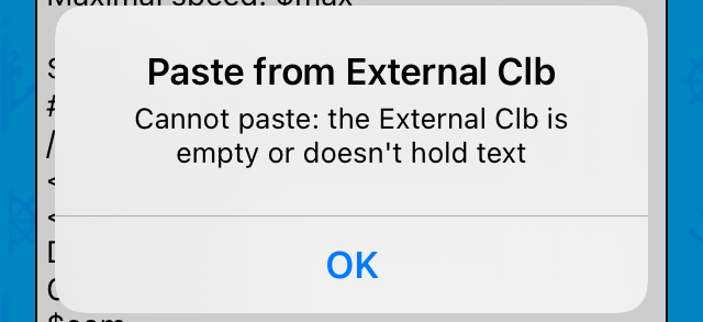 Template Options Menu action: Paste from External Clb