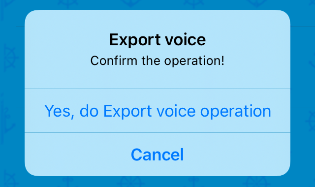 Action on Voice Menu action: Export voice to file