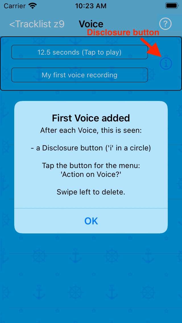Voice Options Menu action: Add from Dictaphone