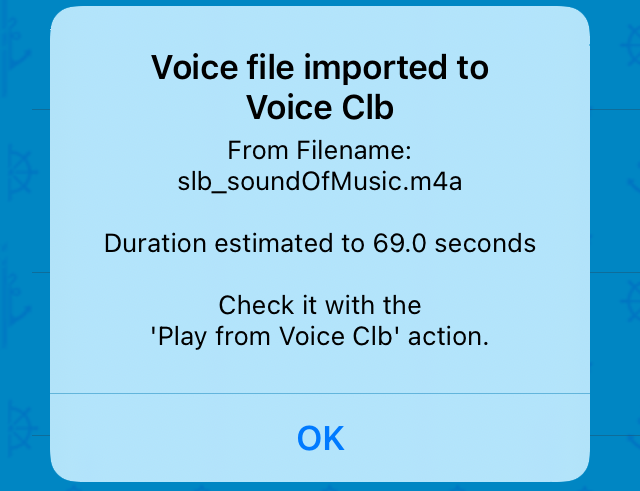 Voice Options Menu action: Import Voice from file to Voice Clb